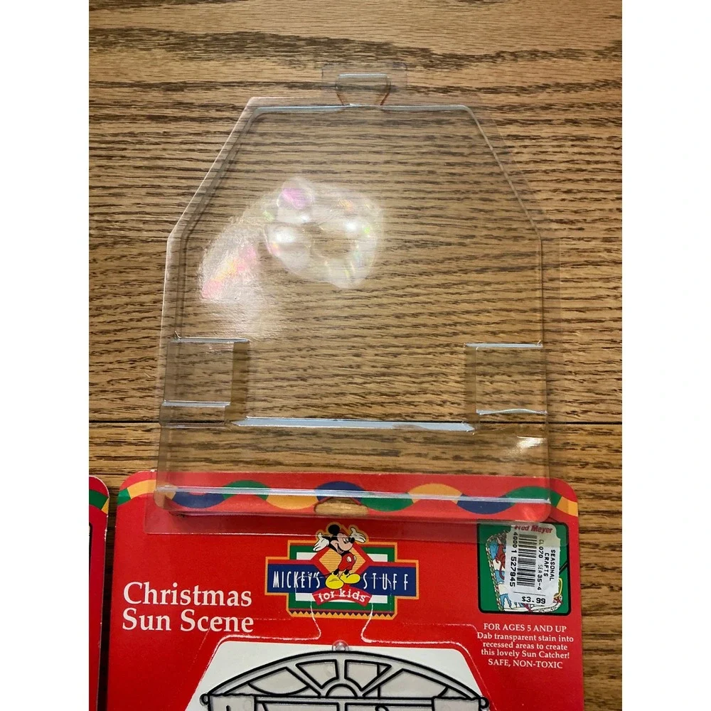 Vintage Disney Craft House Mickey Mouse Sun Catcher Paint Kit Set of 2 Christmas